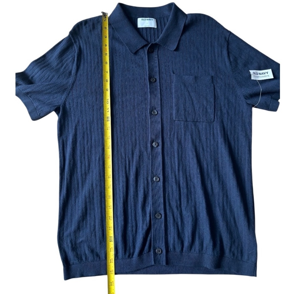 NWT Old Navy Men's Navy Blue Short Sleeve Button Down Camp Shirt Size L - Picture 9 of 9